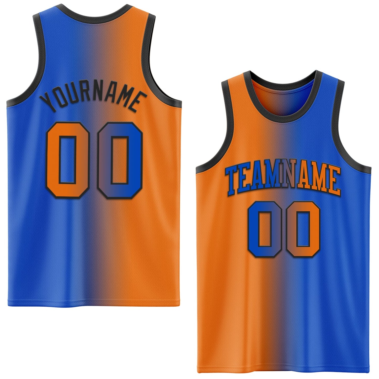 Custom Thunder Blue Bay Orange-Black Authentic Gradient Fashion Basketball Jersey - Main View