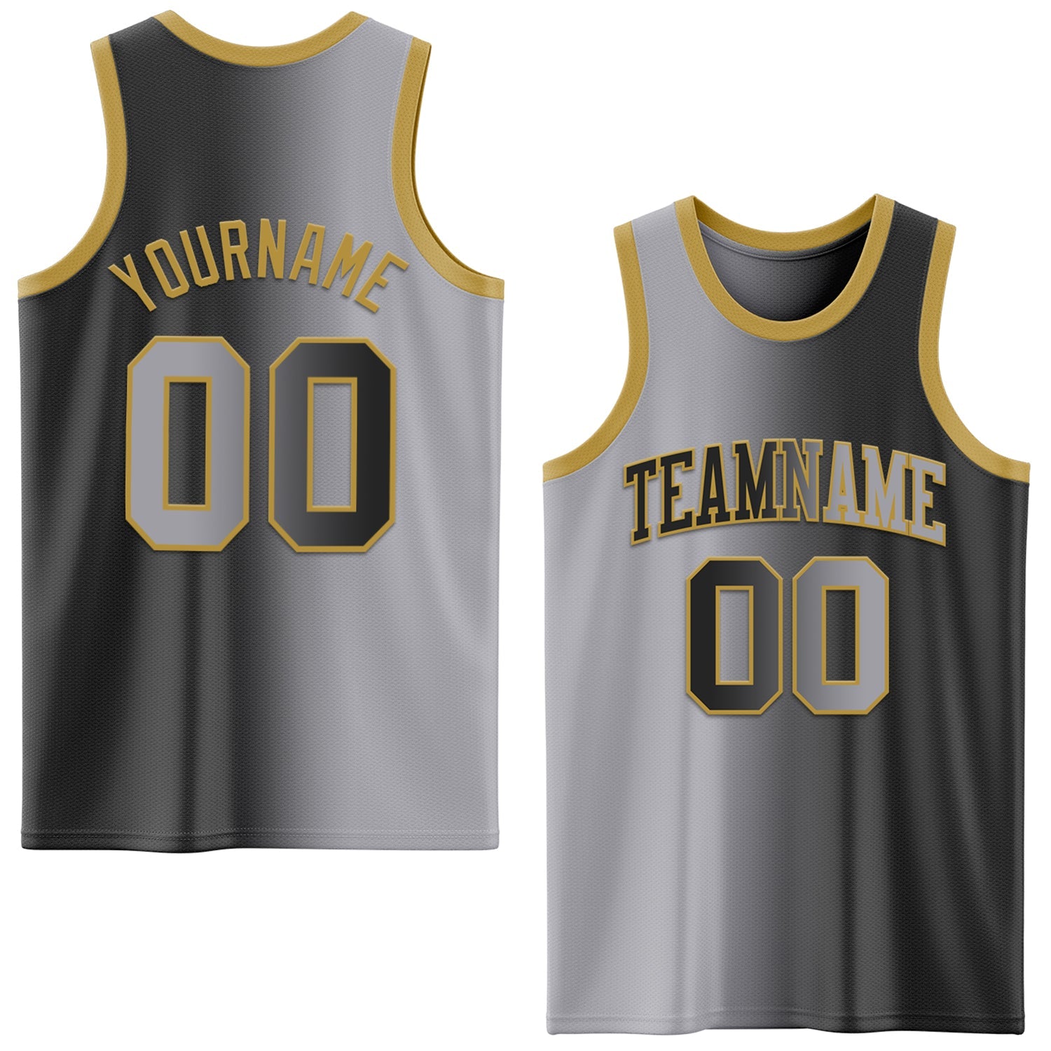 Custom Black Gray-Old Gold Authentic Gradient Fashion Basketball Jersey - Main View