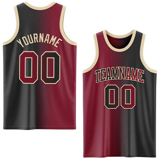 Custom Black Crimson-Cream Authentic Gradient Fashion Basketball Jersey - Main View