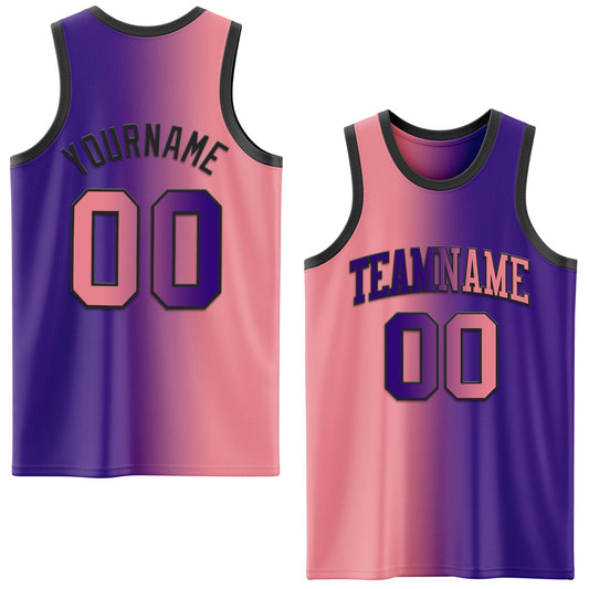 Custom Purple Medium Pink-Black Authentic Gradient Fashion Basketball Jersey - Main View