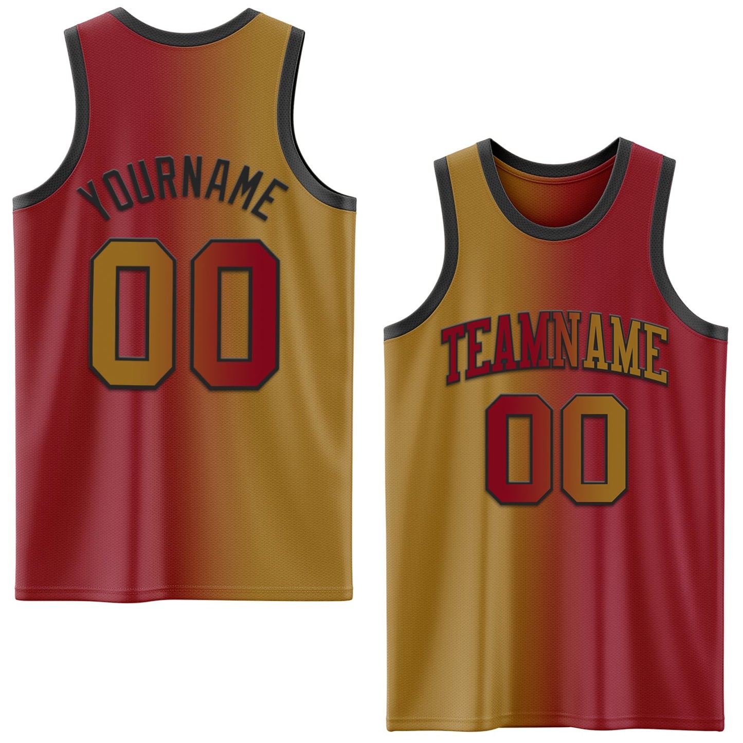 Custom Maroon Old Gold-Black Authentic Gradient Fashion Basketball Jersey - Main View