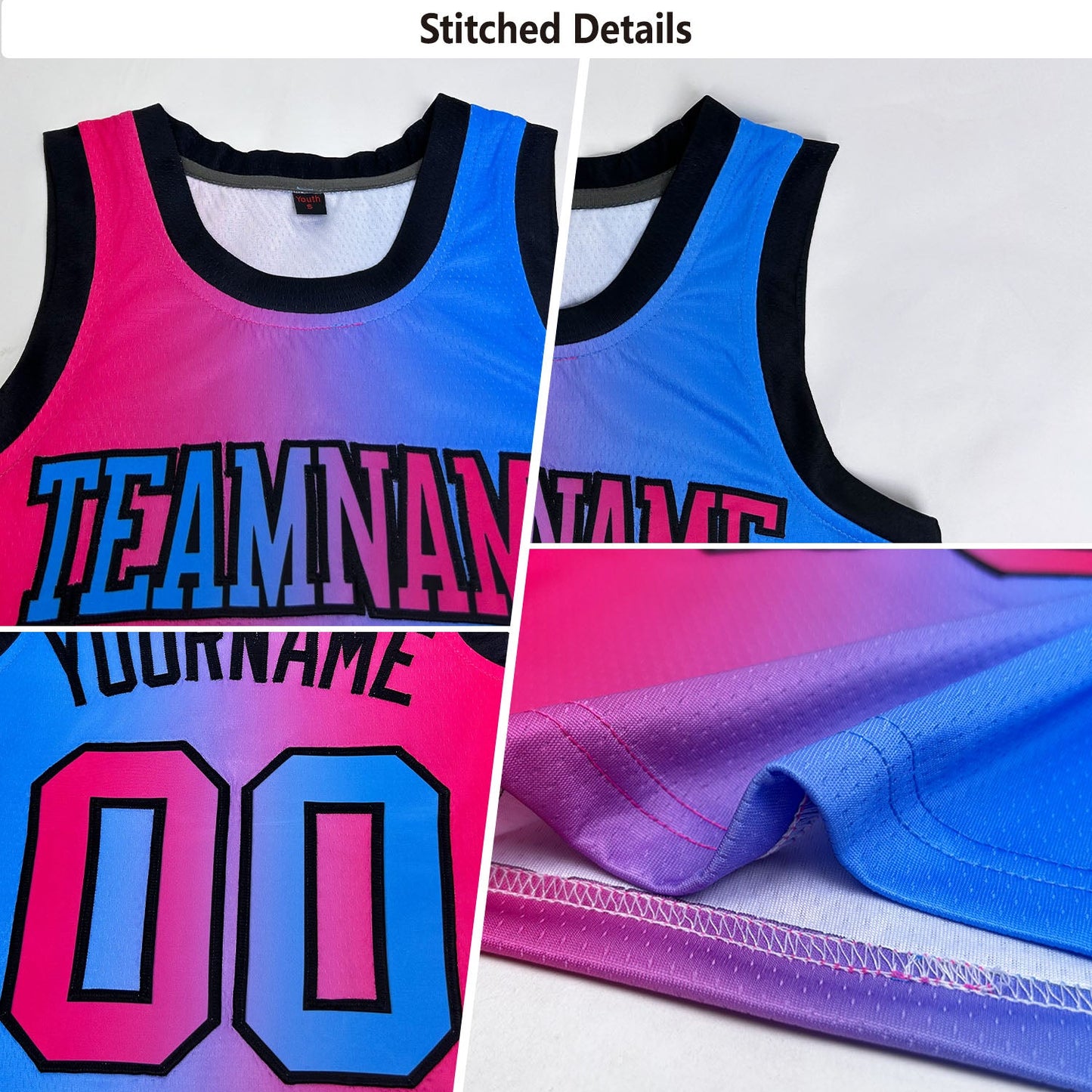 Custom Black Gold-Red Authentic Gradient Fashion Basketball Jersey view 2