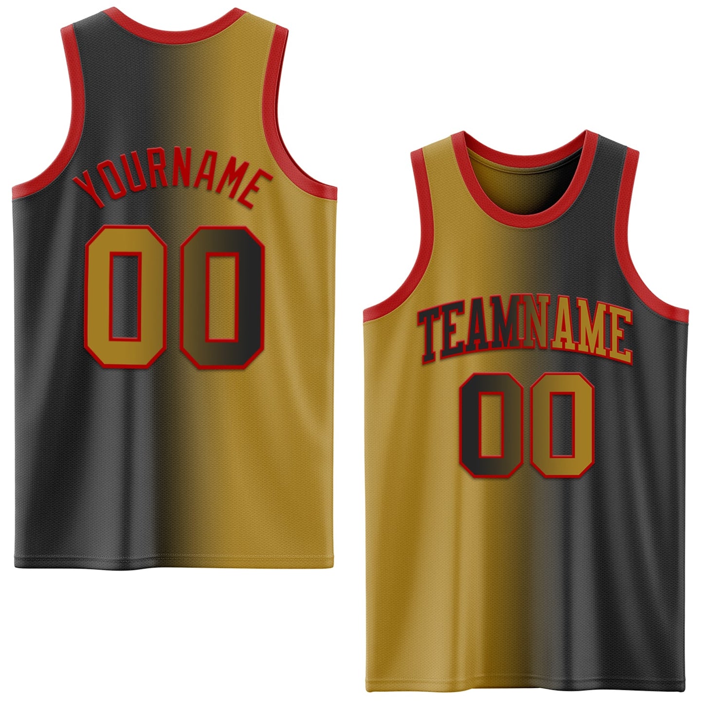 Custom Black Old Gold-Red Authentic Gradient Fashion Basketball Jersey - Main View