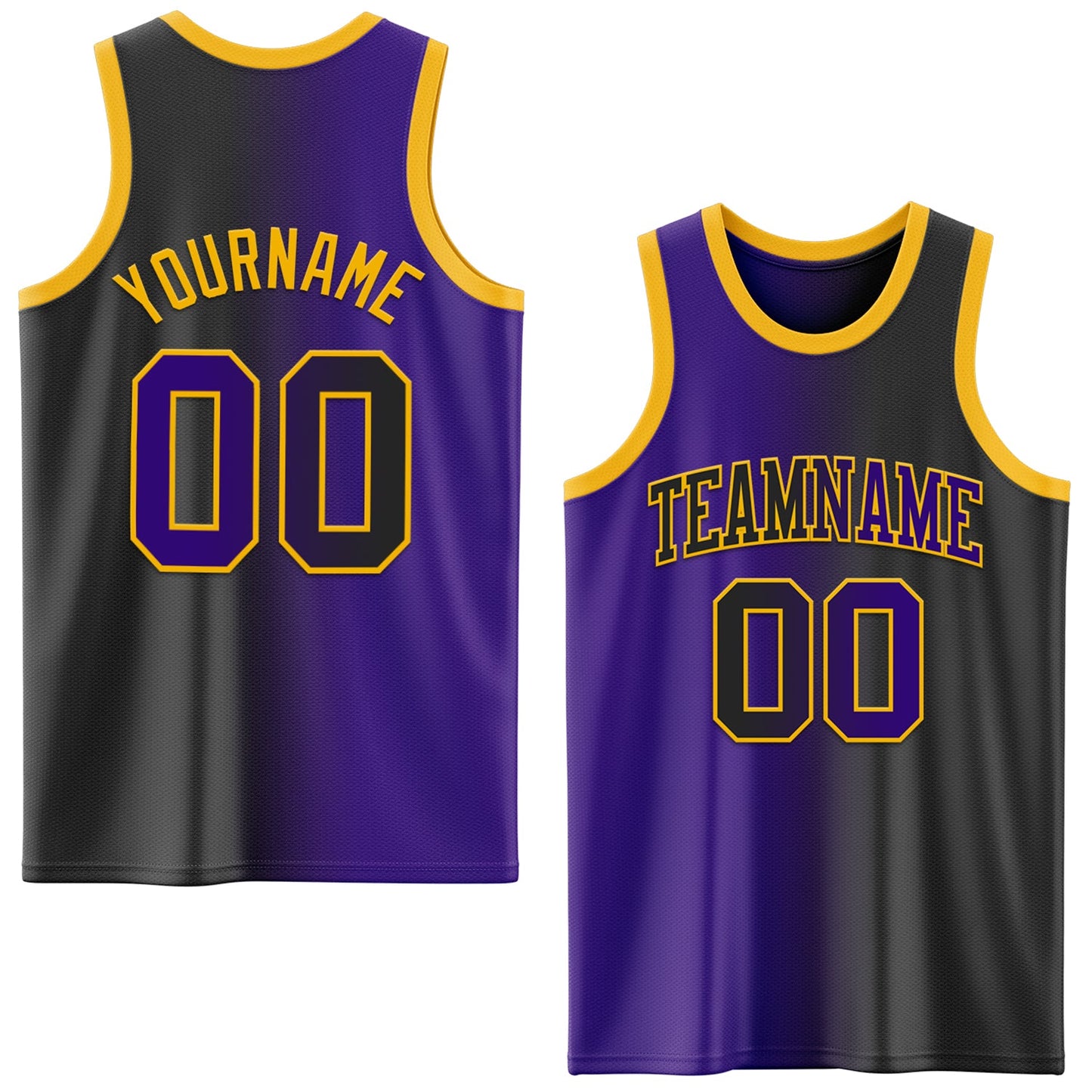 Custom Black Purple-Gold Authentic Gradient Fashion Basketball Jersey - Main View