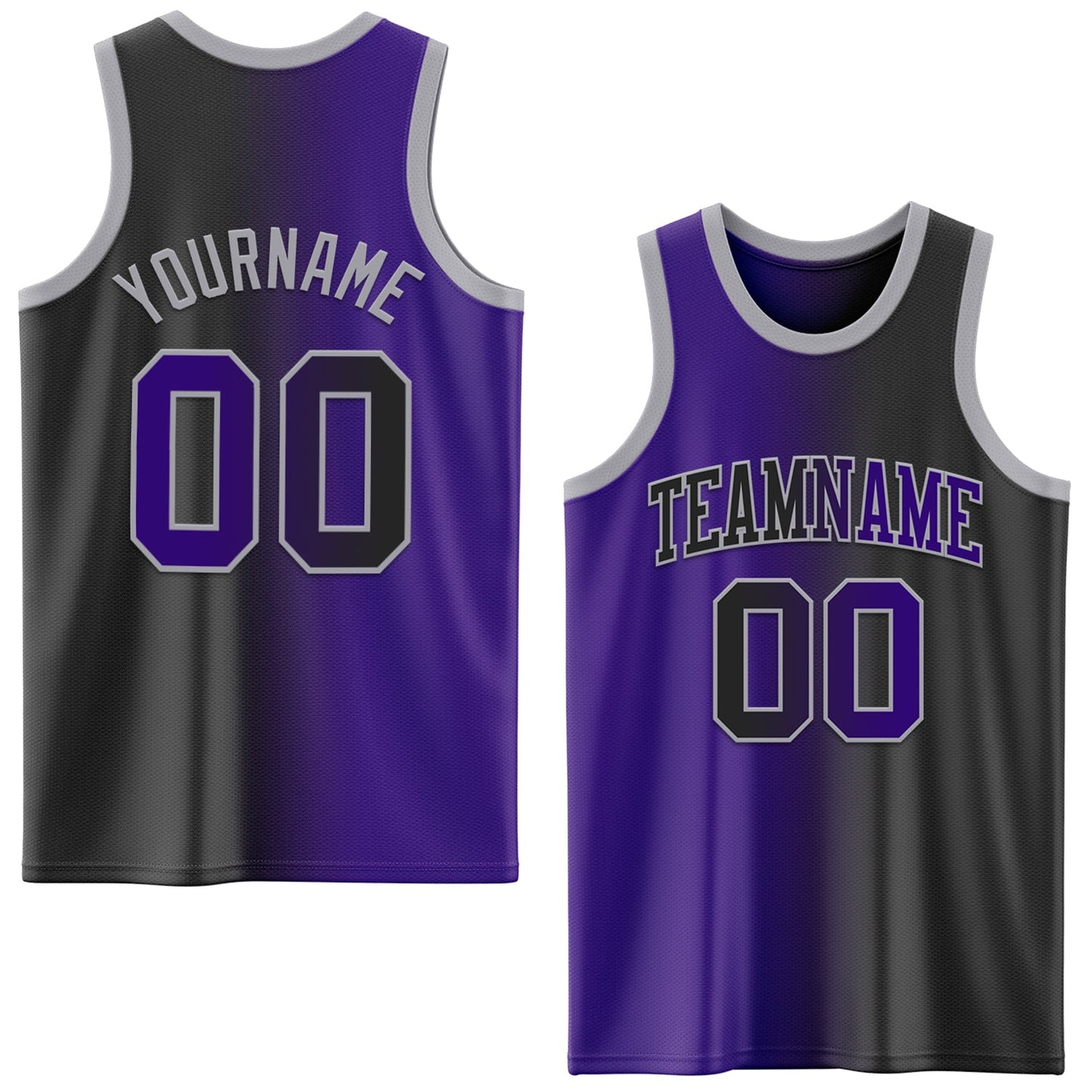Custom Black Purple-Gray Authentic Gradient Fashion Basketball Jersey - Main View