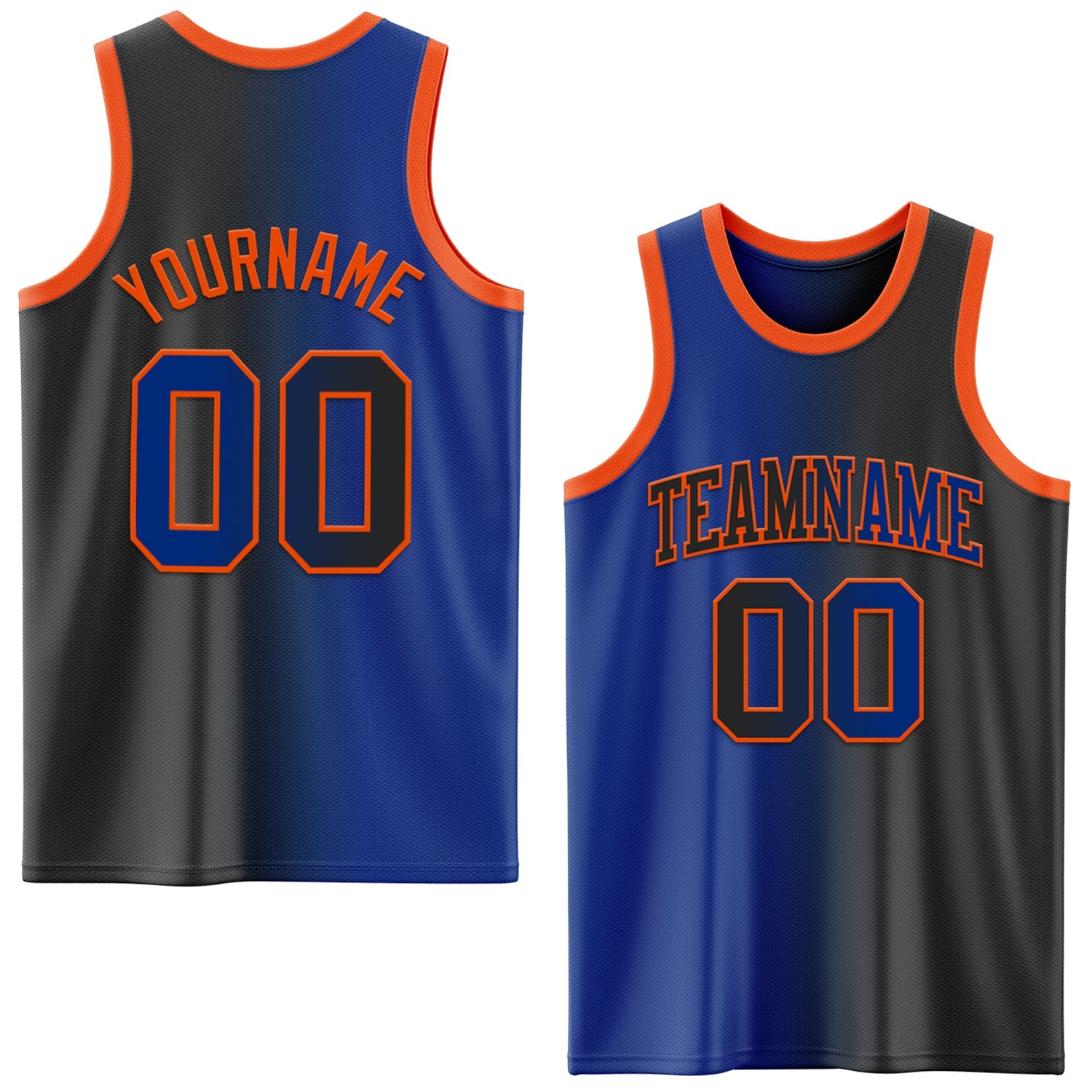 Custom Black Royal-Orange Authentic Gradient Fashion Basketball Jersey - Main View