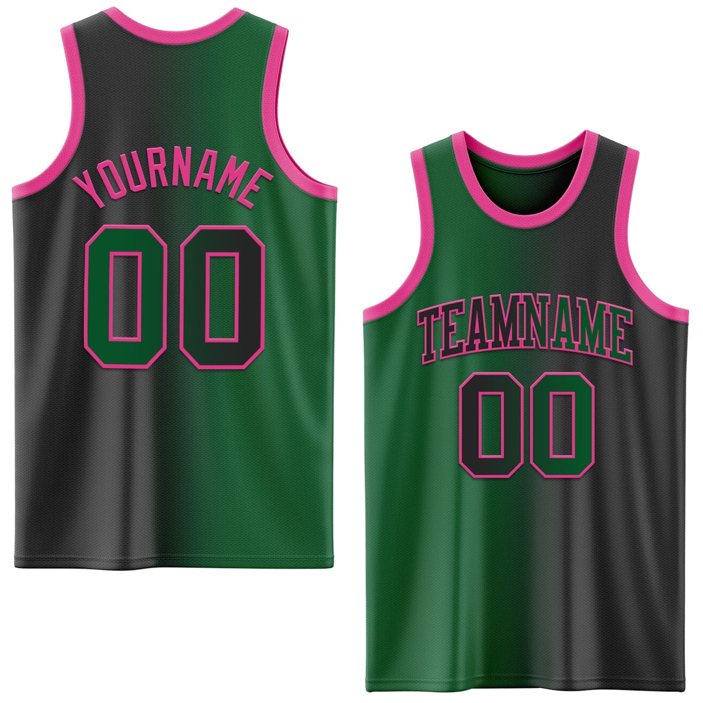 Custom Black Kelly Green-Pink Authentic Gradient Fashion Basketball Jersey - Main View