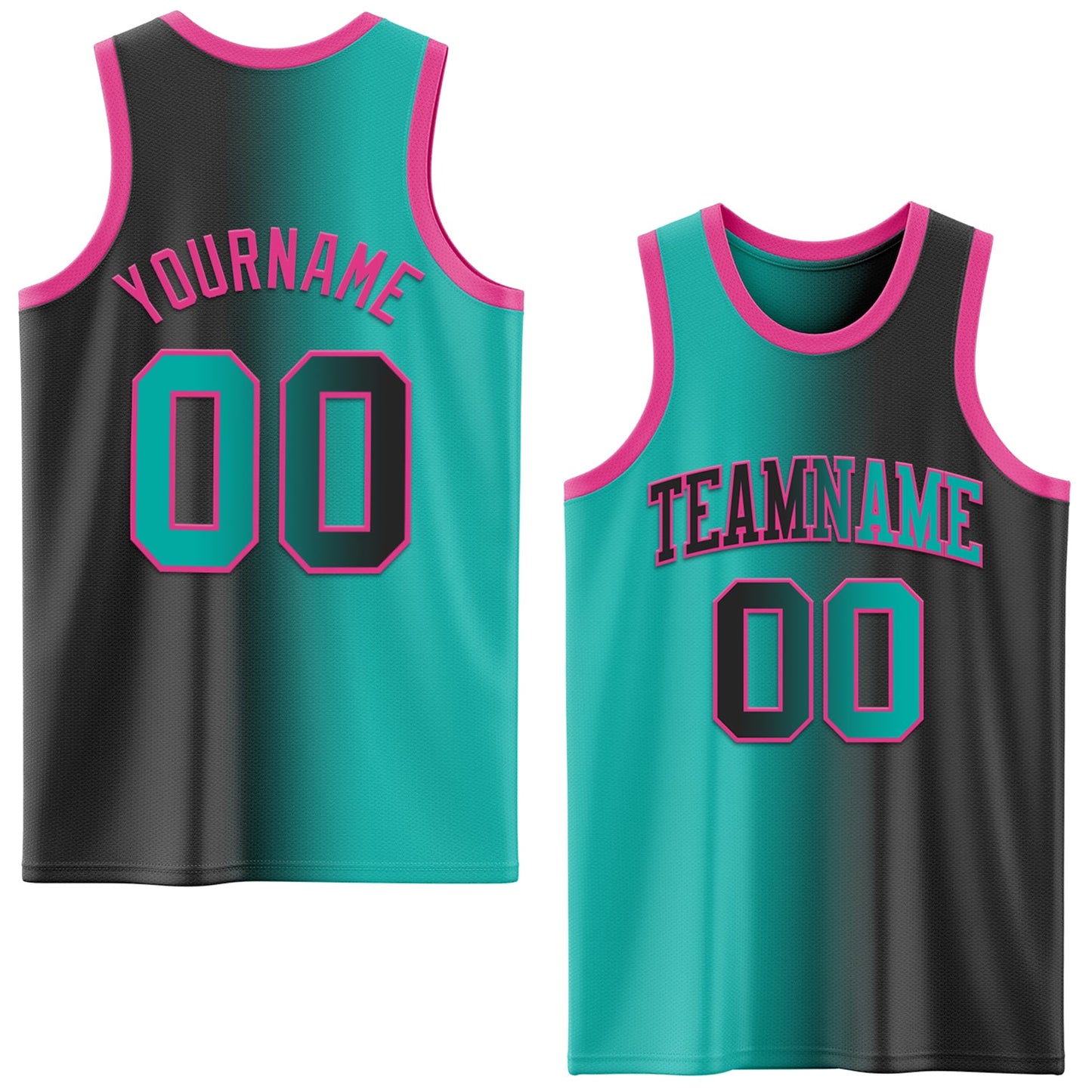 Custom Black Aqua-Pink Authentic Gradient Fashion Basketball Jersey - Main View