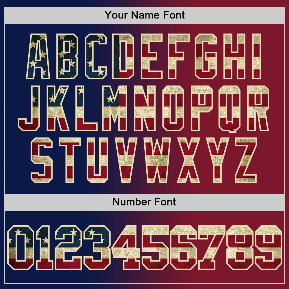 Custom Navy Vintage USA Flag Maroon-Cream Authentic Gradient Fashion Basketball Jersey view 5