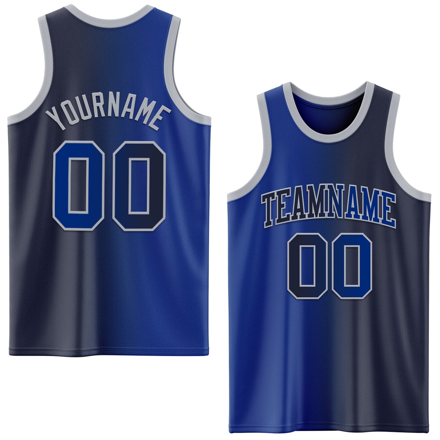 Custom Navy Royal-Gray Authentic Gradient Fashion Basketball Jersey - Main View