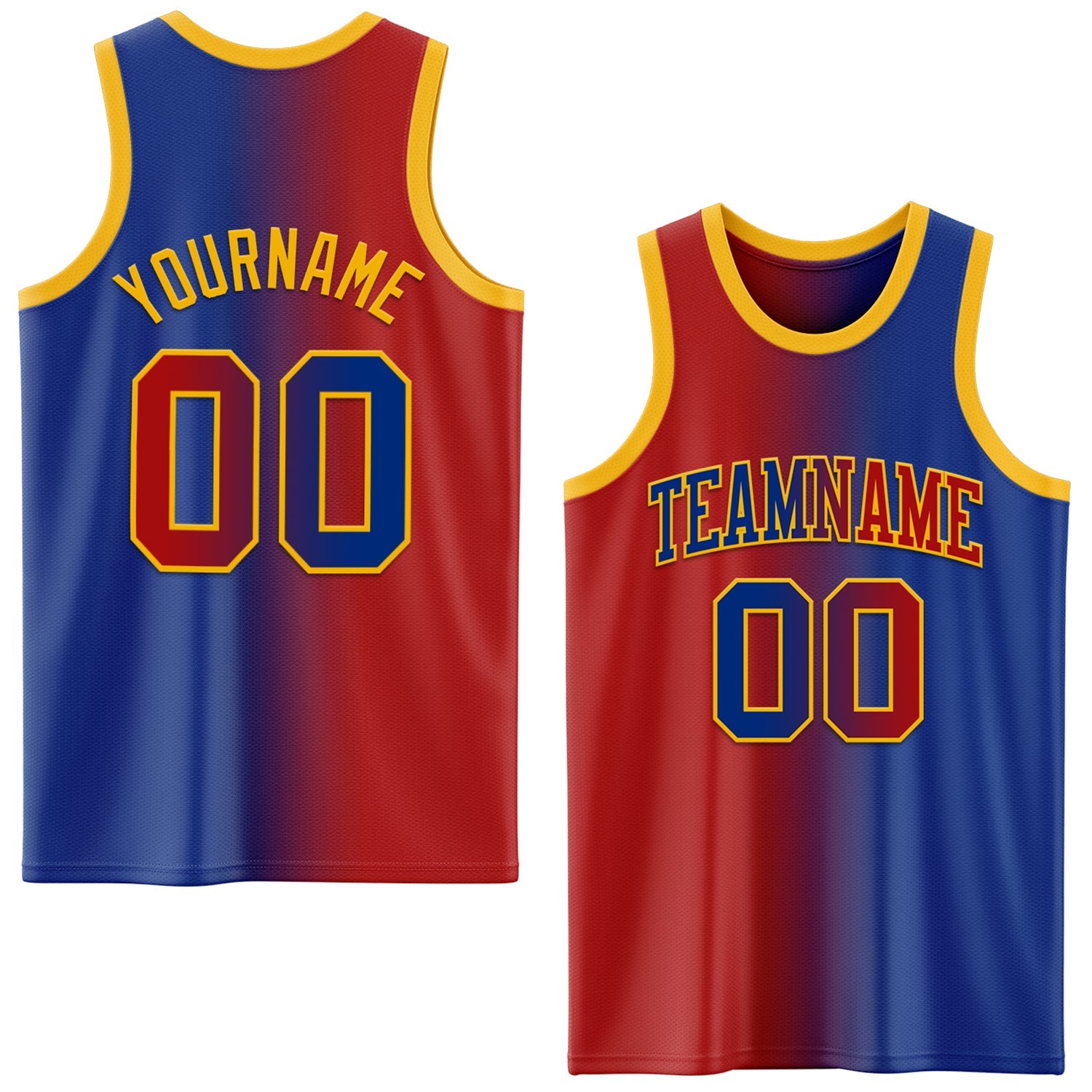 Custom Royal Red-Gold Authentic Gradient Fashion Basketball Jersey - Main View