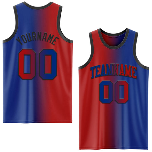 Custom Royal Red-Black Authentic Gradient Fashion Basketball Jersey - Main View