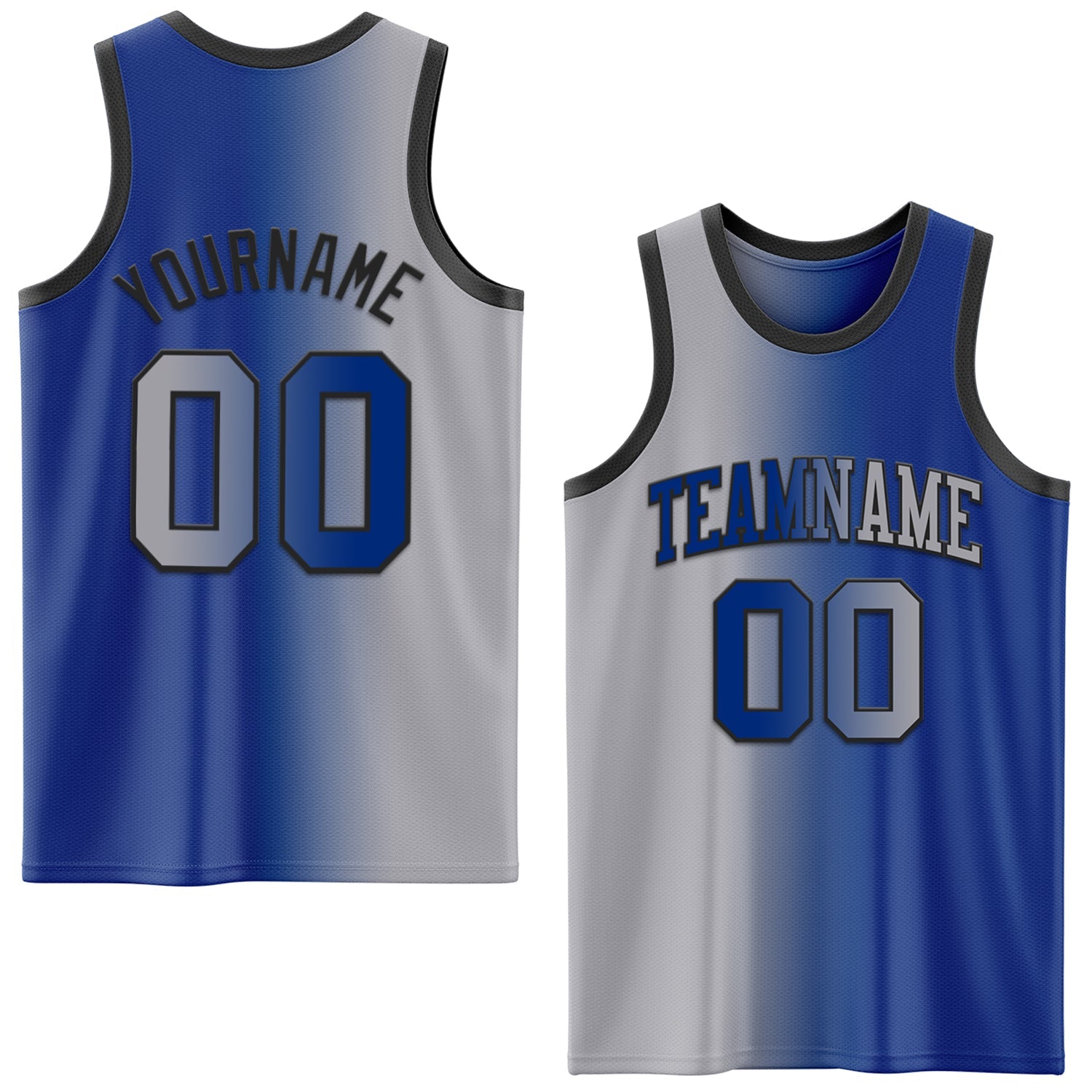 Custom Royal Gray-Black Authentic Gradient Fashion Basketball Jersey - Main View