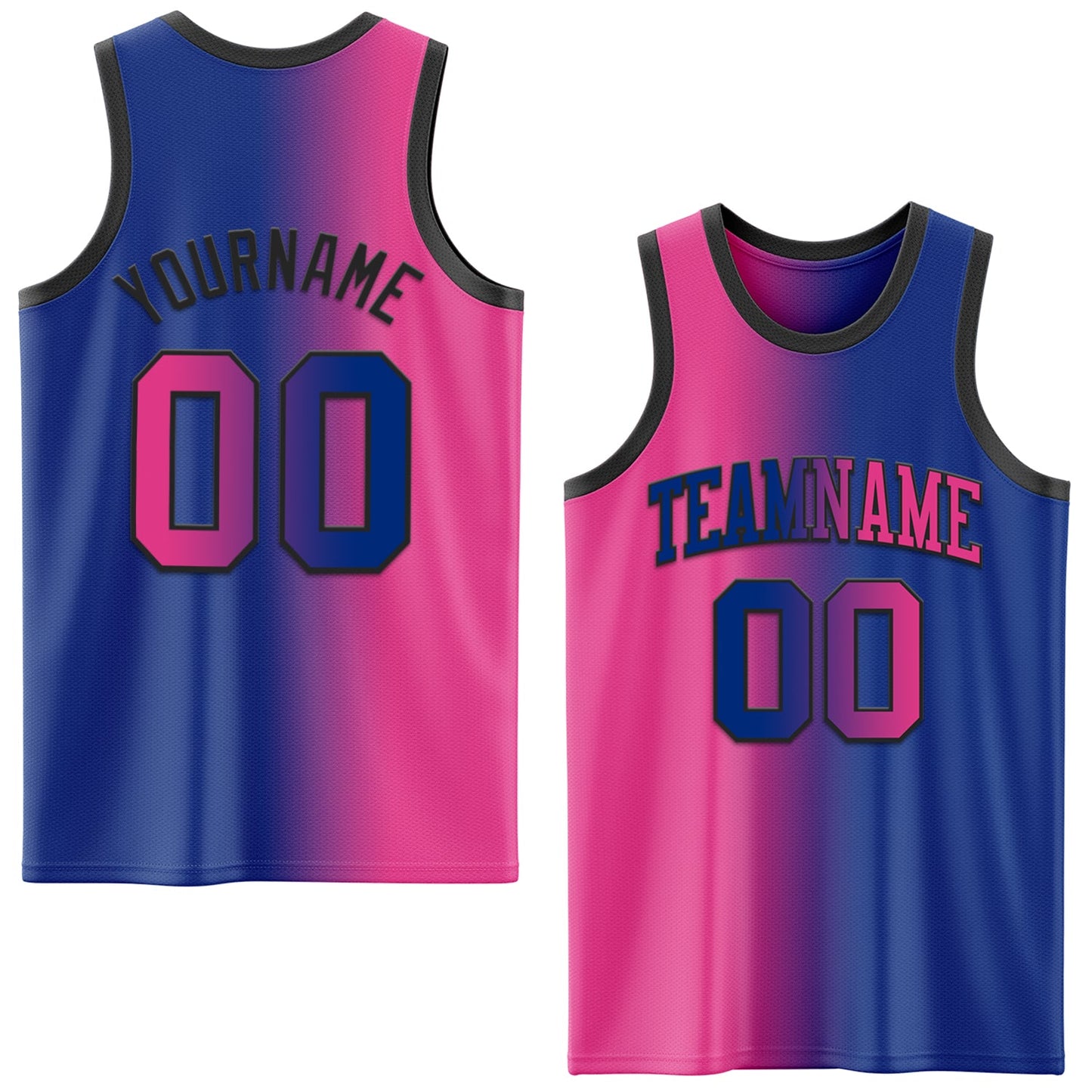 Custom Royal Pink-Black Authentic Gradient Fashion Basketball Jersey - Main View