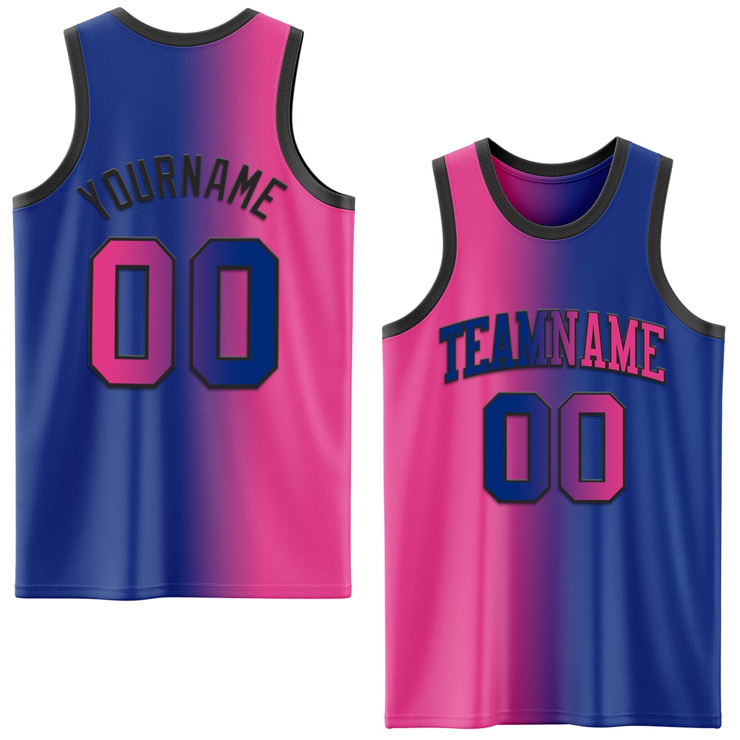 Custom Royal Pink-Black Authentic Gradient Fashion Basketball Jersey - Main View