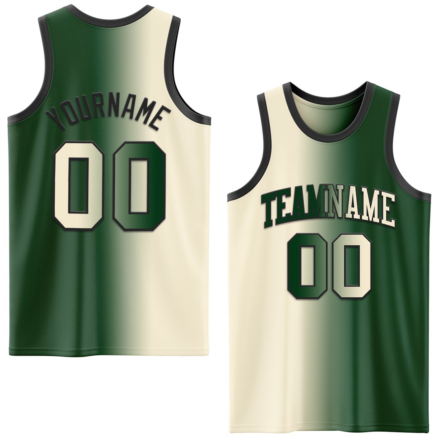 Custom Green Cream-Black Authentic Gradient Fashion Basketball Jersey - Main View