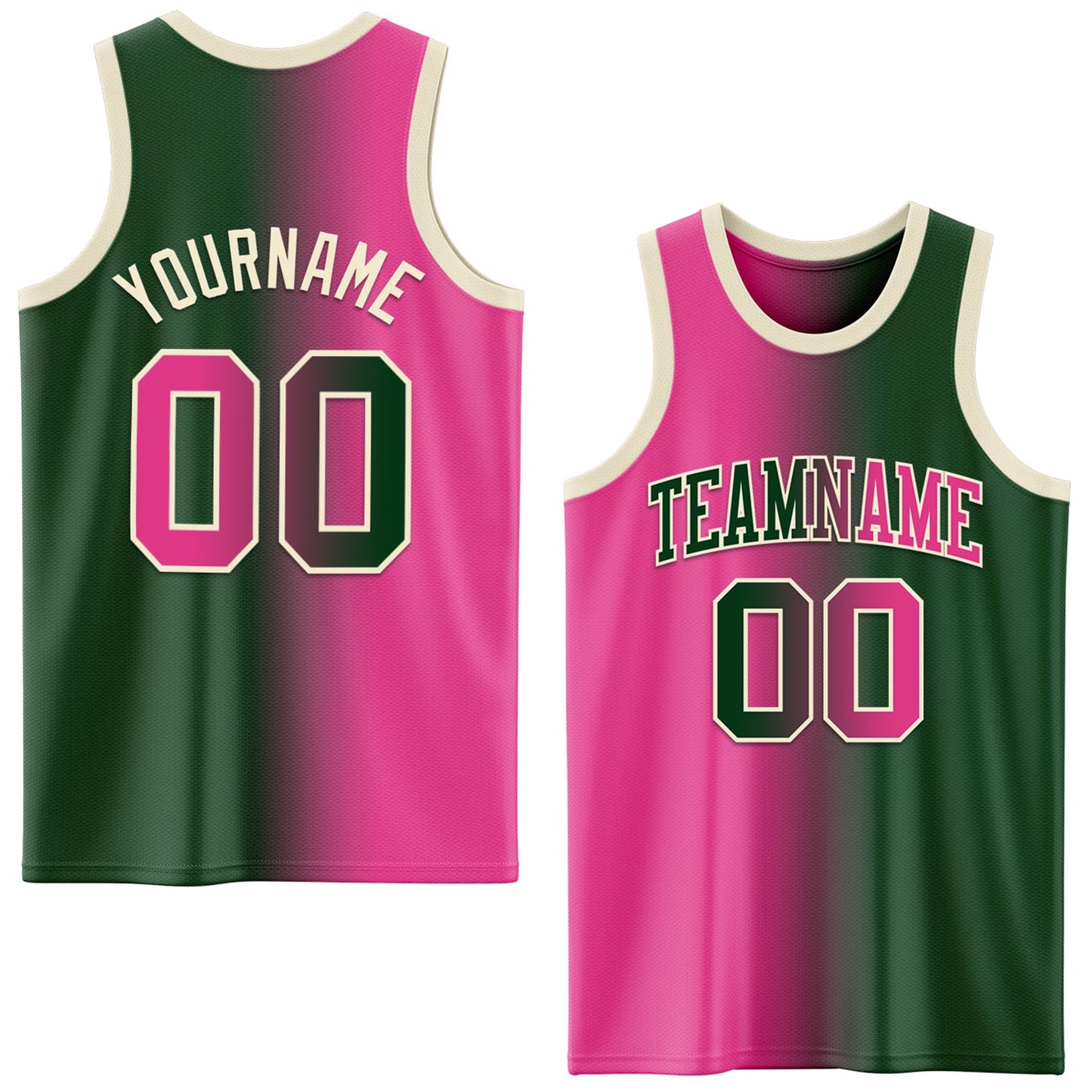 Custom Green Pink-Cream Authentic Gradient Fashion Basketball Jersey - Main View