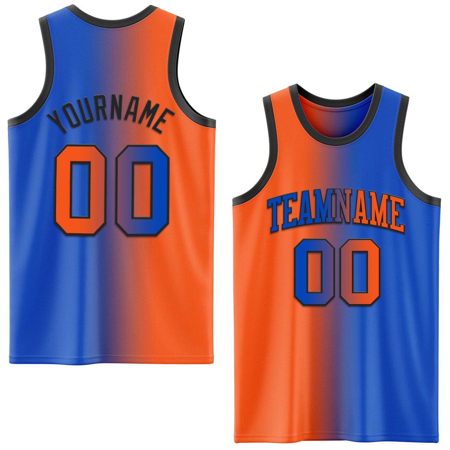 Custom Thunder Blue Orange-Black Authentic Gradient Fashion Basketball Jersey - Main View