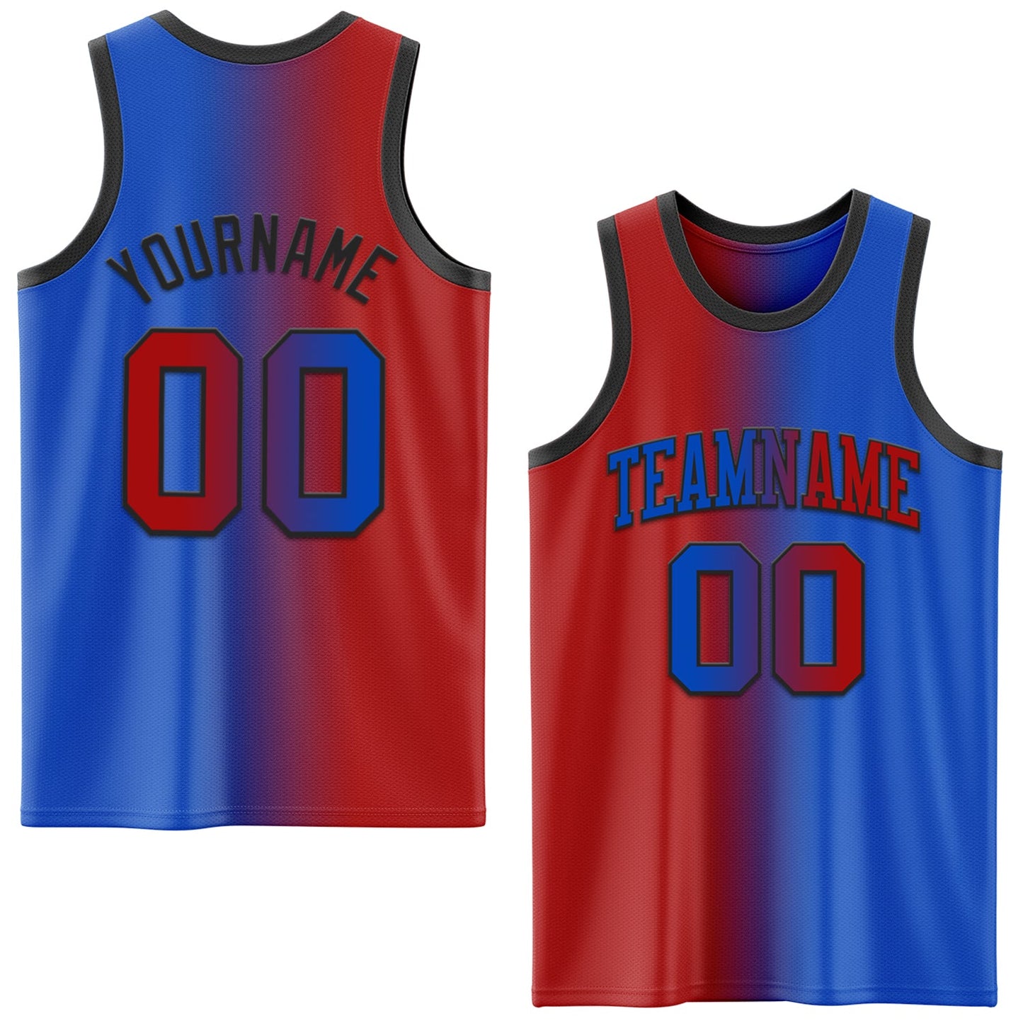 Custom Thunder Blue Red-Black Authentic Gradient Fashion Basketball Jersey - Main View
