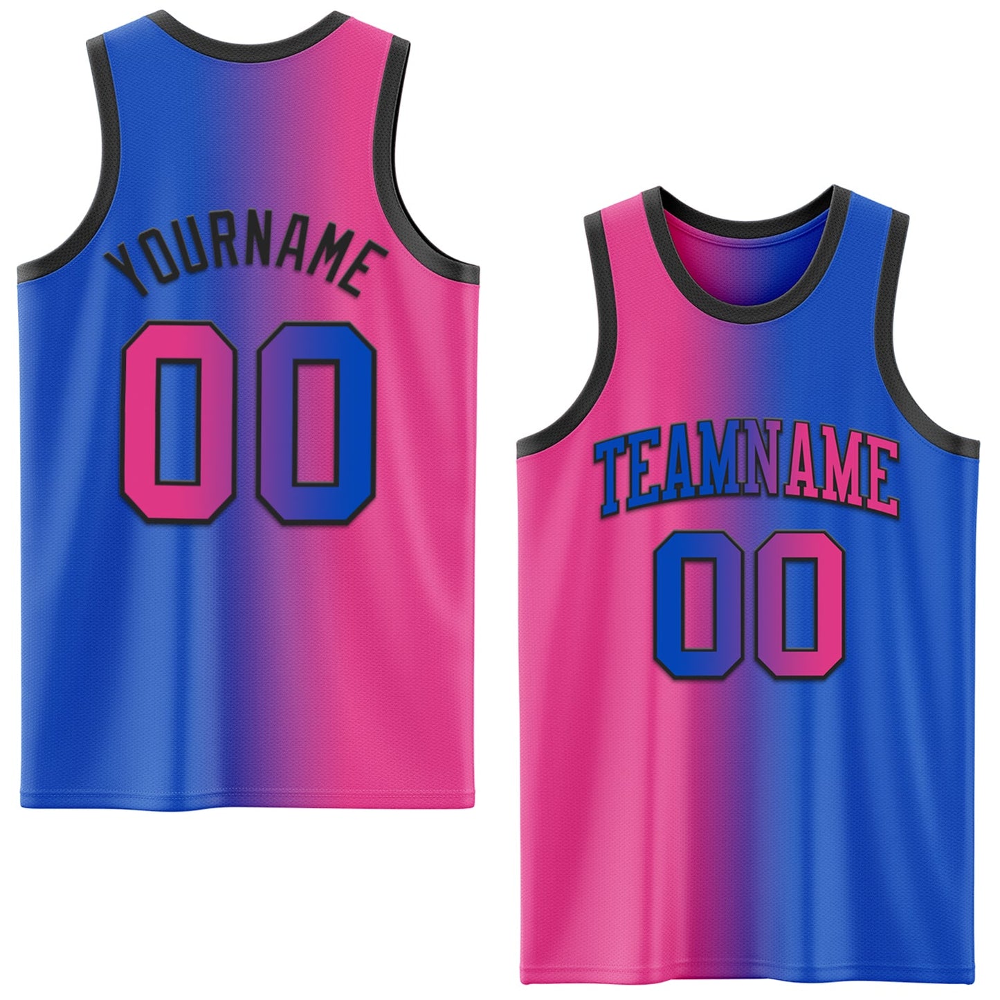 Custom Thunder Blue Pink-Black Authentic Gradient Fashion Basketball Jersey - Main View