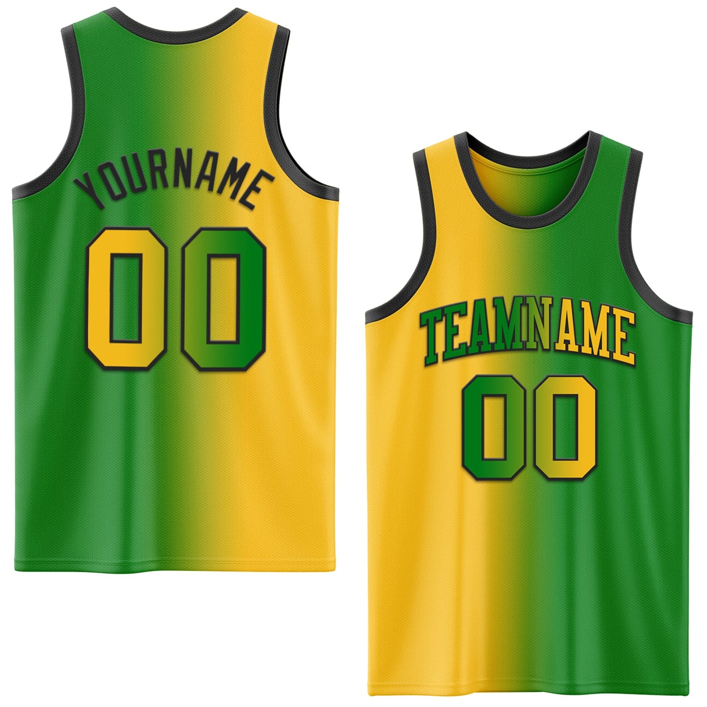 Custom Grass Green Gold-Black Authentic Gradient Fashion Basketball Jersey - Main View