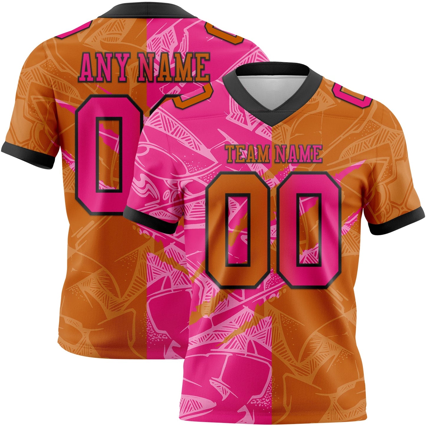 Custom Texas Orange Hot Pink-Black Authentic Gradient Fashion Scratch Football Jersey - Main View