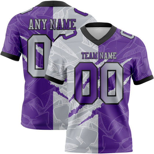 Custom Purple Gray-Black Authentic Gradient Fashion Scratch Football Jersey - Main View