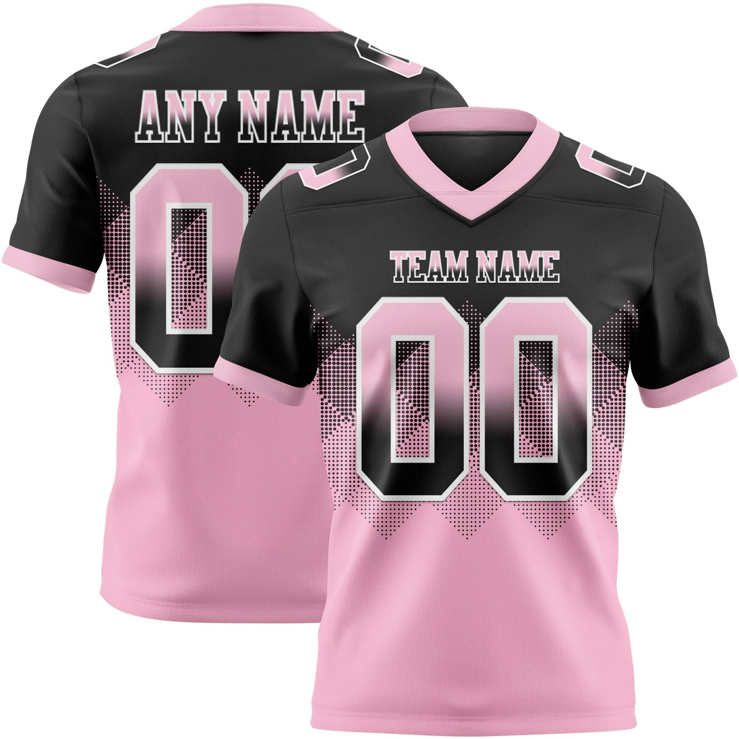 Custom Black Light Pink-White Authentic Gradient Square Shape 7V7 Flag Football Jersey - Main View