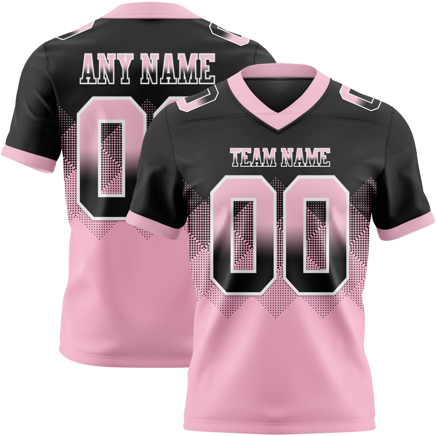 Custom Black Light Pink-White Authentic Gradient Square Shape 7V7 Flag Football Jersey - Main View