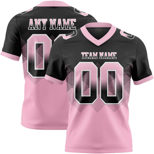 Custom Black Light Pink-White Authentic Gradient Square Shape 7V7 Flag Football Jersey - Main View