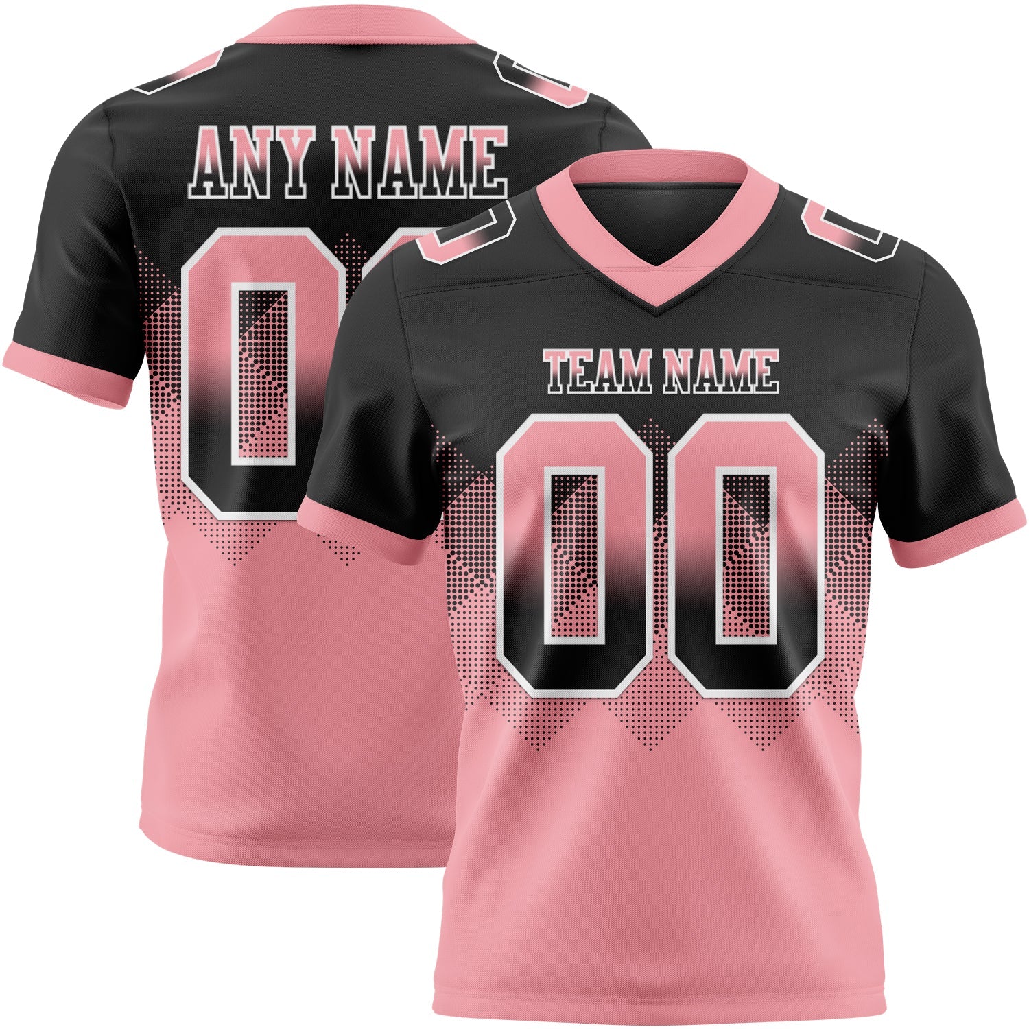 Custom Black Medium Pink-White Authentic Gradient Square Shape 7V7 Flag Football Jersey - Main View