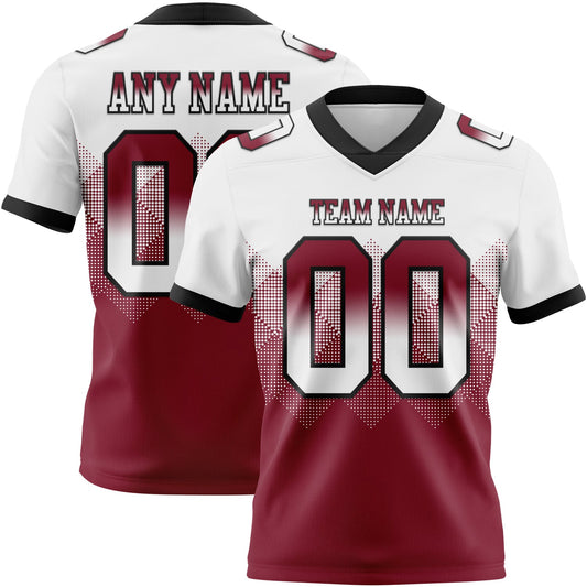 Custom White Crimson-Black Authentic Gradient Square Shape 7V7 Flag Football Jersey - Main View
