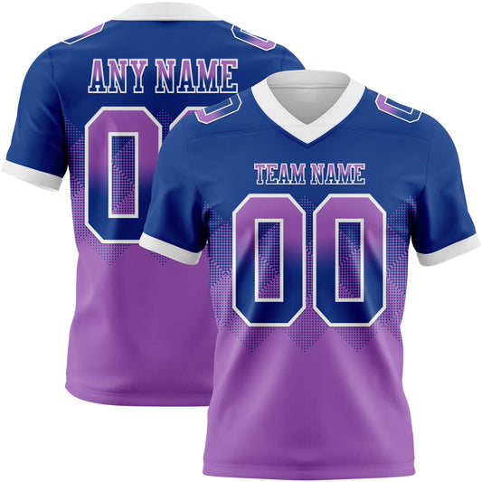 Custom Royal Medium Purple-White Authentic Gradient Square Shape 7V7 Flag Football Jersey - Main View