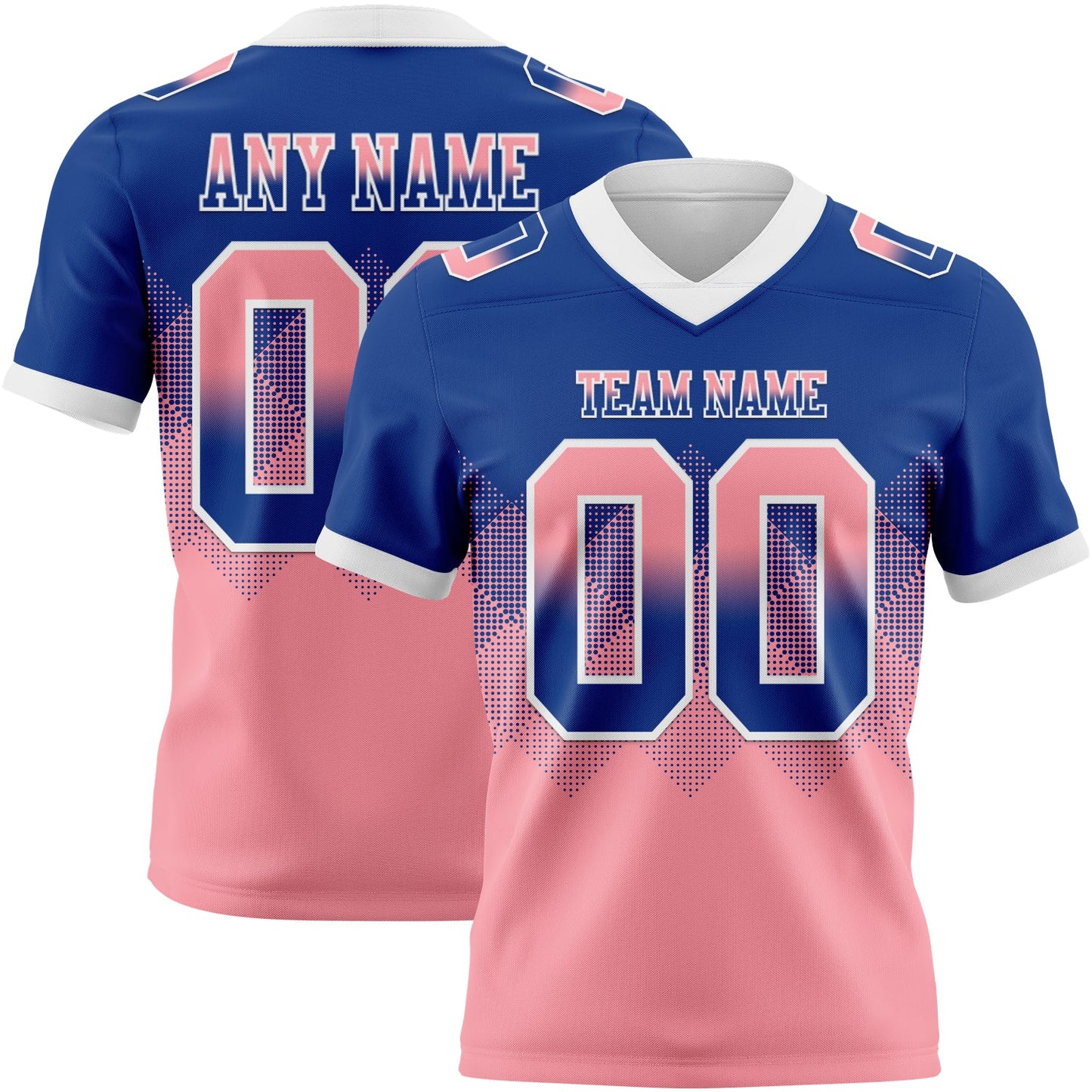Custom Royal Medium Pink-White Authentic Gradient Square Shape 7V7 Flag Football Jersey - Main View