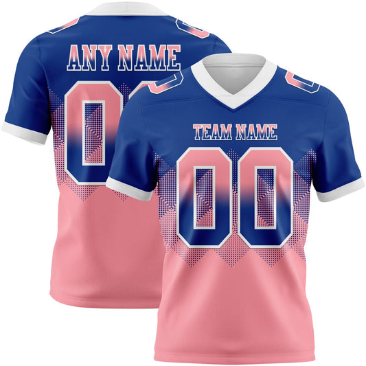 Custom Royal Medium Pink-White Authentic Gradient Square Shape 7V7 Flag Football Jersey - Main View
