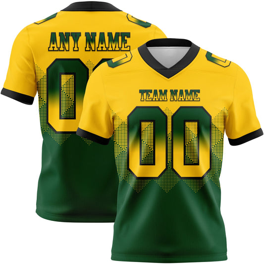 Custom Yellow Green-Black Authentic Gradient Square Shape 7V7 Flag Football Jersey - Main View
