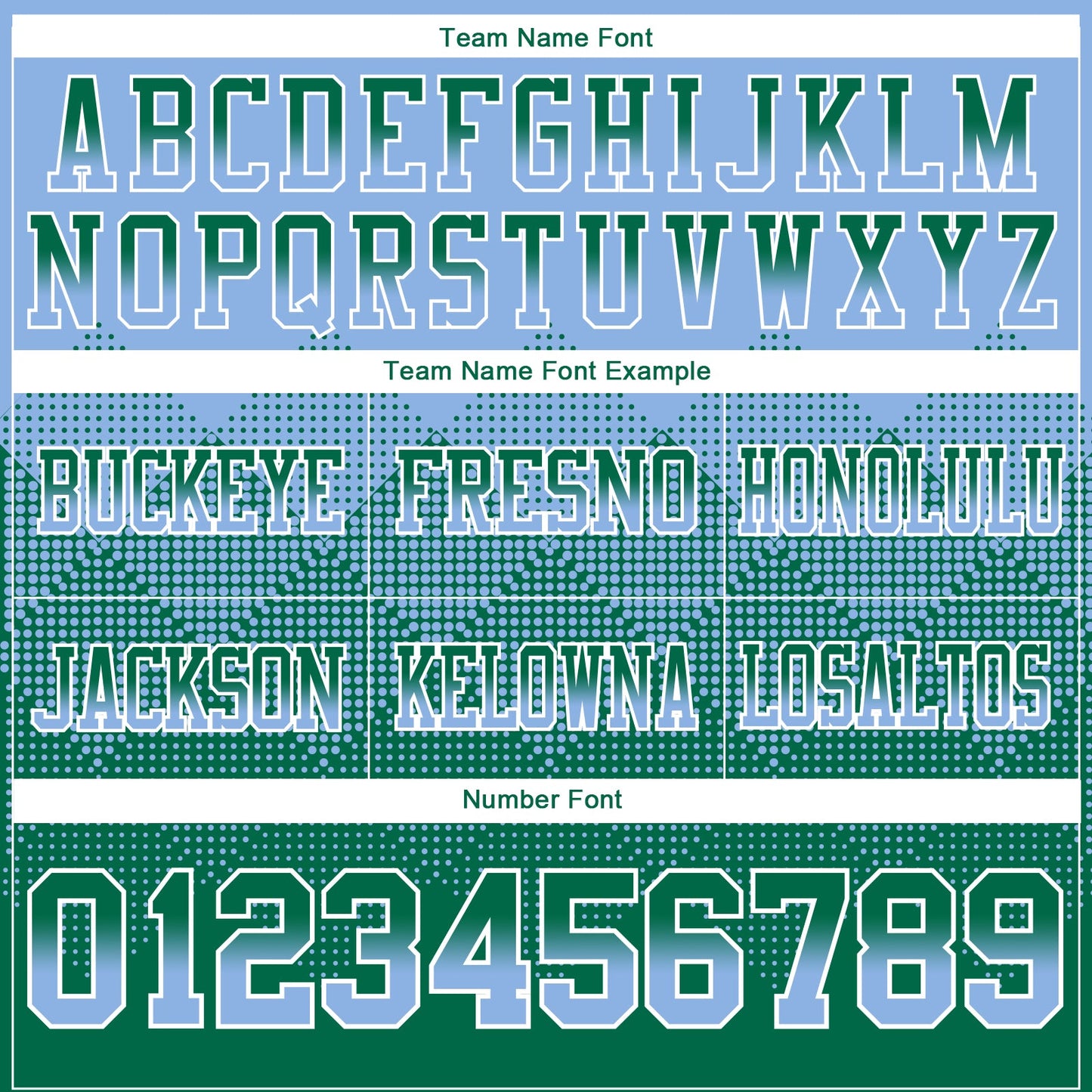 Custom Light Blue Kelly Green-White Authentic Gradient Square Shape 7V7 Flag Football Jersey view 3
