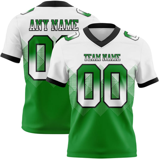 Custom White Grass Green-Black Authentic Gradient Square Shape 7V7 Flag Football Jersey - Main View