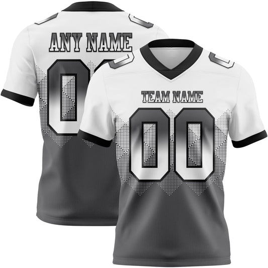 Custom White Steel Gray-Black Authentic Gradient Square Shape 7V7 Flag Football Jersey - Main View