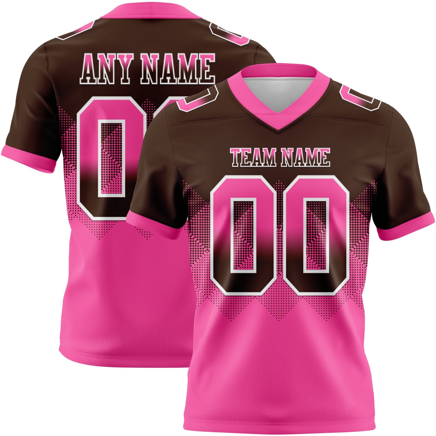 Custom Brown Pink-White Authentic Gradient Square Shape 7V7 Flag Football Jersey - Main View