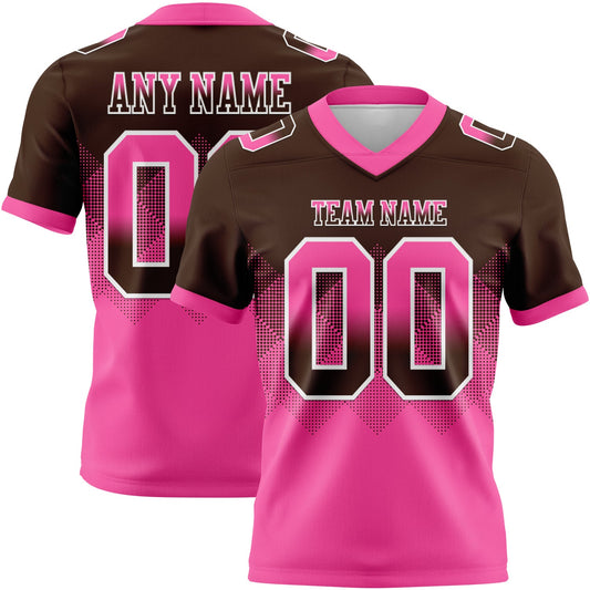 Custom Brown Pink-White Authentic Gradient Square Shape 7V7 Flag Football Jersey - Main View