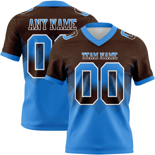 Custom Brown Powder Blue-White Authentic Gradient Square Shape 7V7 Flag Football Jersey - Main View