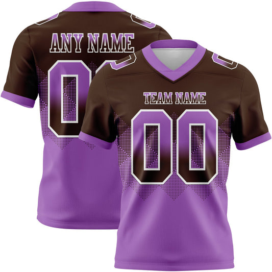 Custom Brown Medium Purple-White Authentic Gradient Square Shape 7V7 Flag Football Jersey - Main View