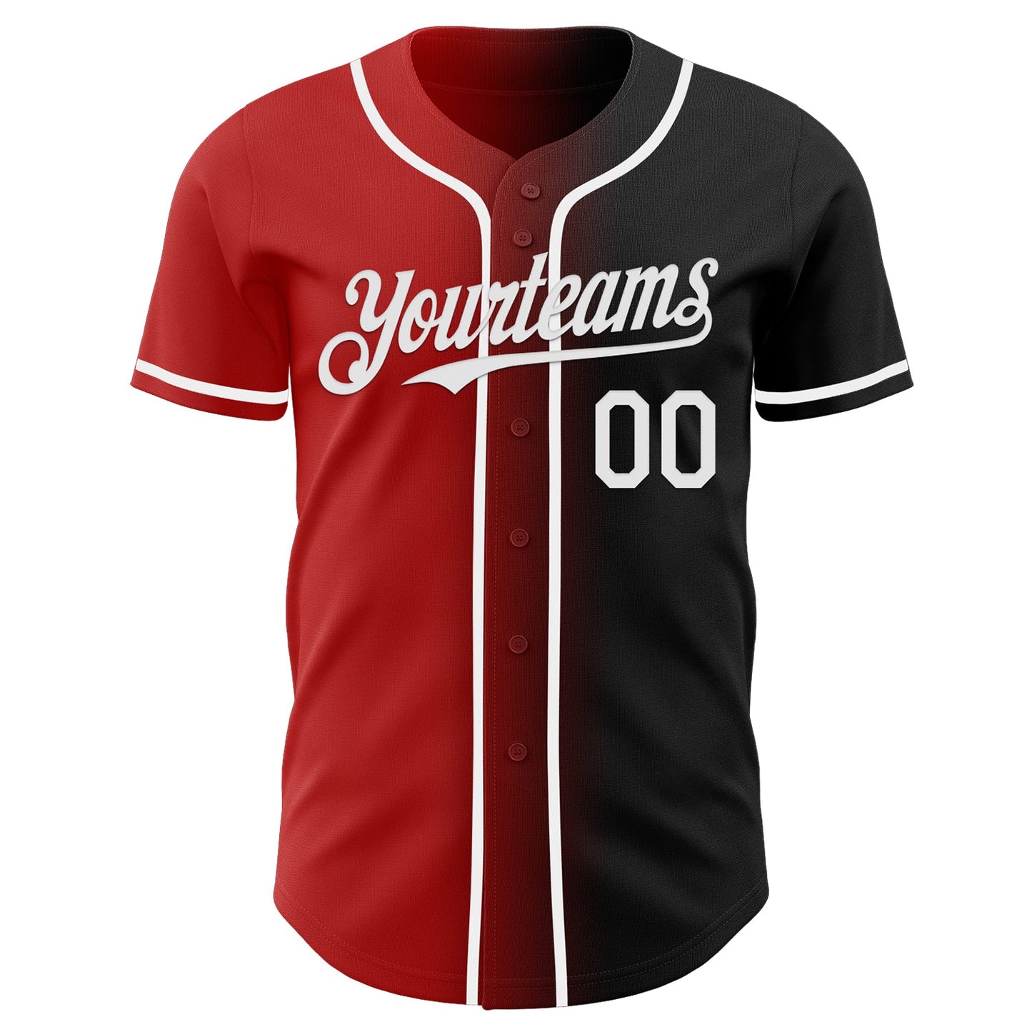 Custom Black White-Red Authentic Gradient Fashion Baseball Jersey view 2