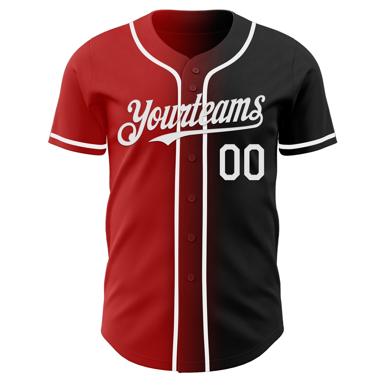 Custom Black White-Red Authentic Gradient Fashion Baseball Jersey view 2