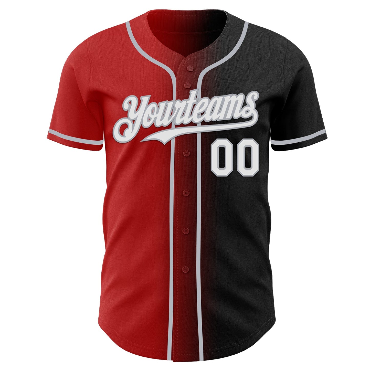 Custom Black White Red-Gray Authentic Gradient Fashion Baseball Jersey view 2