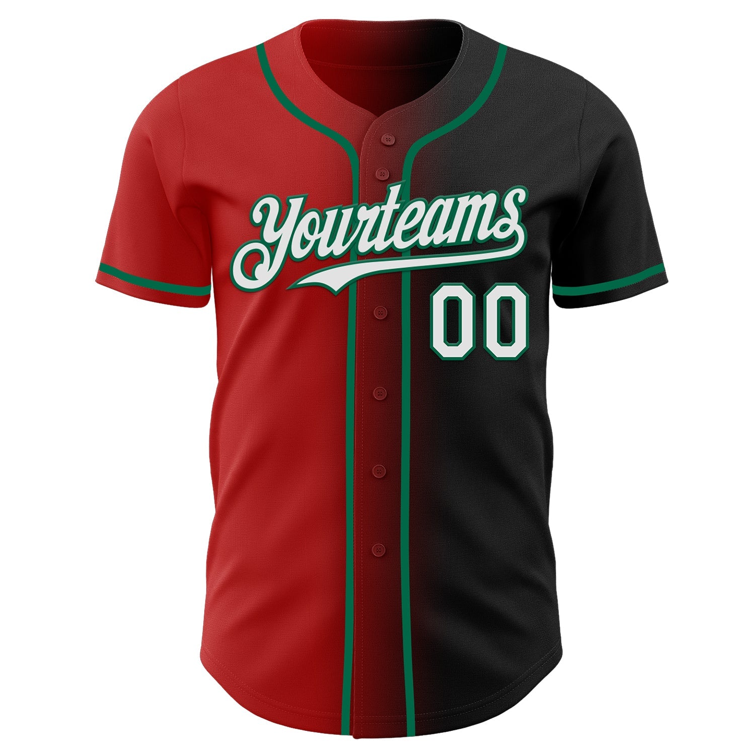 Custom Black White Red-Kelly Green Authentic Gradient Fashion Baseball Jersey view 2