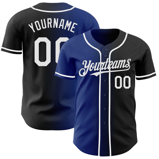Custom Black White-Royal Authentic Gradient Fashion Baseball Jersey - Main View