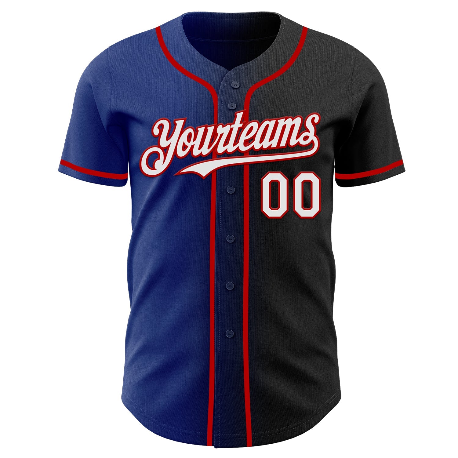 Custom Black White Royal-Red Authentic Gradient Fashion Baseball Jersey view 2