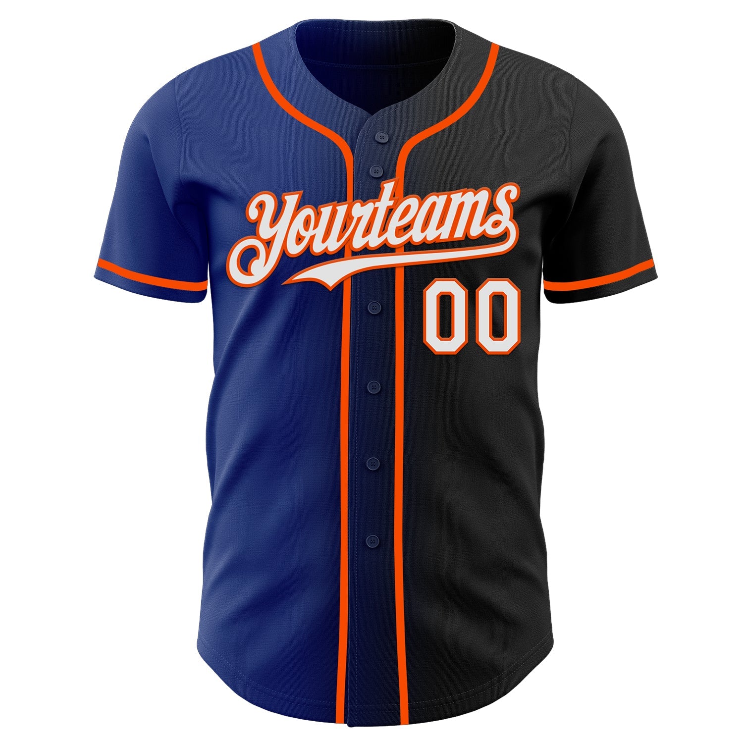 Custom Black White Royal-Orange Authentic Gradient Fashion Baseball Jersey view 2